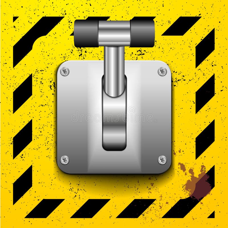 Detailed illustration of a lever in upright position on a yellow construction style background. Detailed illustration of a lever in upright position on a yellow construction style background