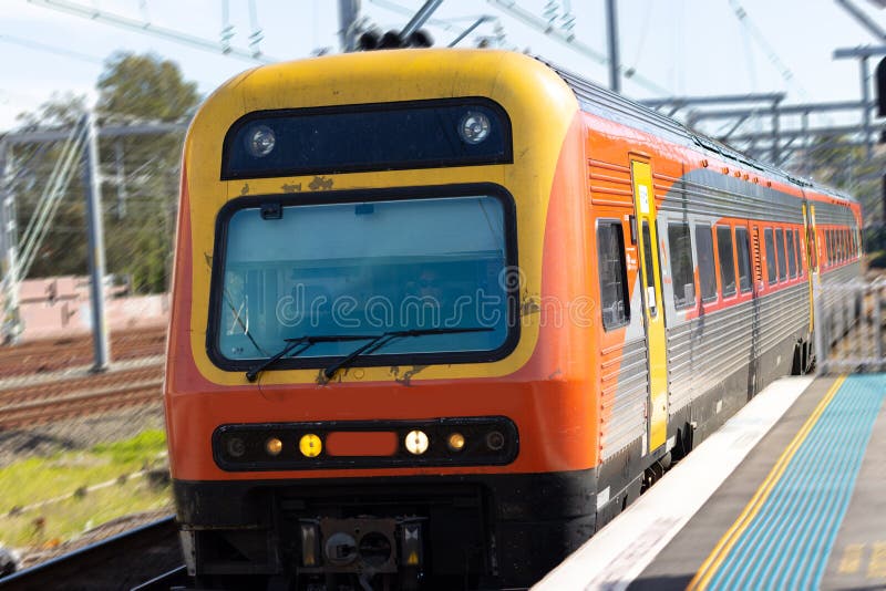 Commuter Train Approaching Central Train Station Sydney NSW Australia