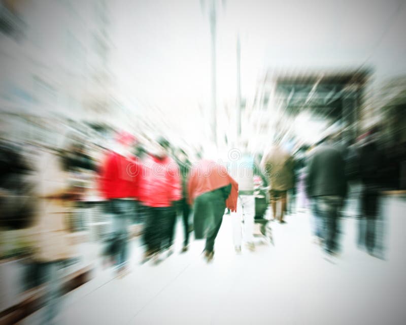 Commuters crossing at rush hour