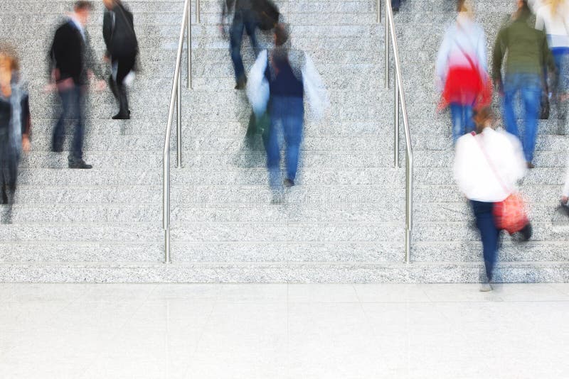 Commuters Walking Up Stairs, Motion Blur