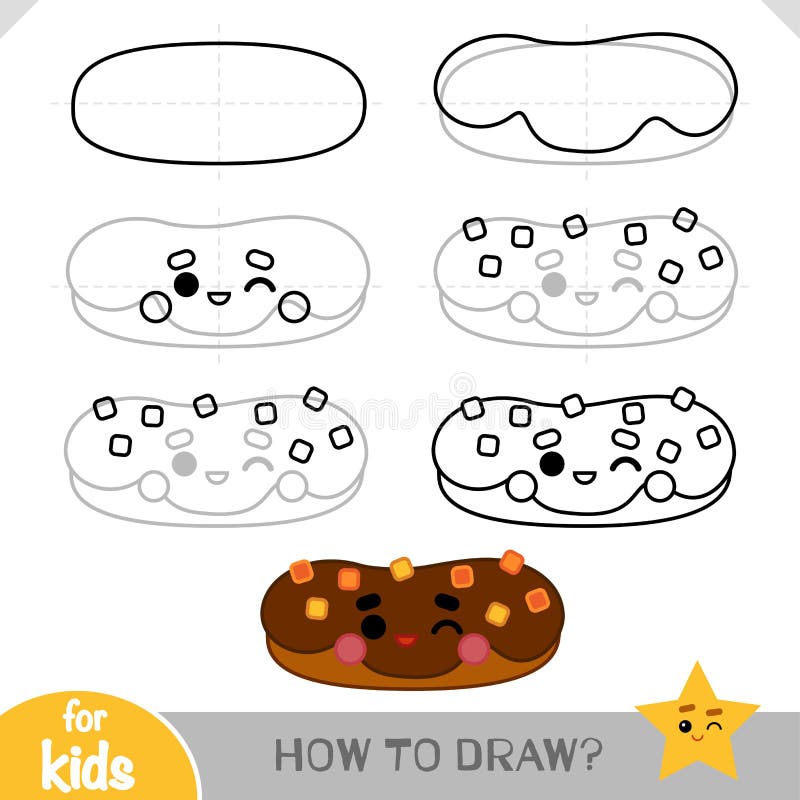 Como Desenhar Eclair De Chocolate Para Crianças. Tutorial De Desenho Passo  a Passo Ilustração do Vetor - Ilustração de chocolate, lazer: 242746076