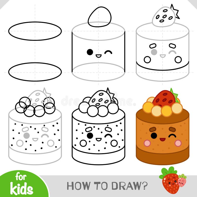 Como Desenhar Um Cupcake De Morango Com Um Rosto Bonito Para Crianças.  Tutorial De Desenho Passo a Passo Ilustração do Vetor - Ilustração de doce,  cafeteria: 242746089