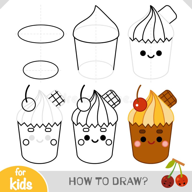 COMO DESENHAR CUPCAKE KAWAII PASSO A PASSO – Desenhos fáceis kawaii. 