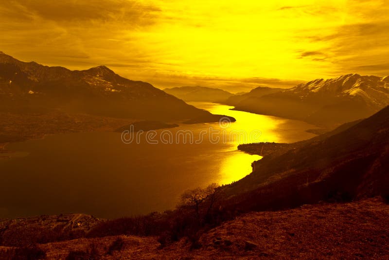 Como lake at sunset