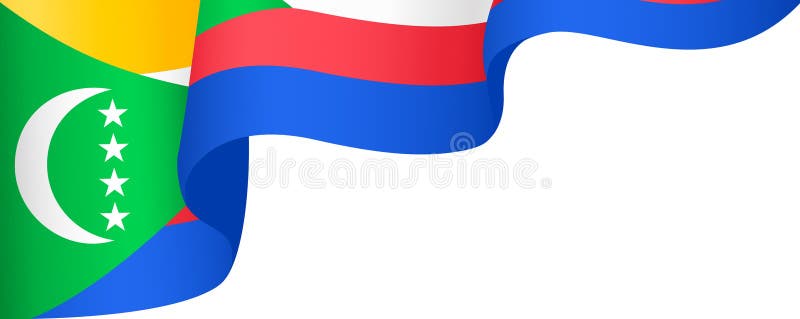 Comoros flag wave isolated on png or transparent background