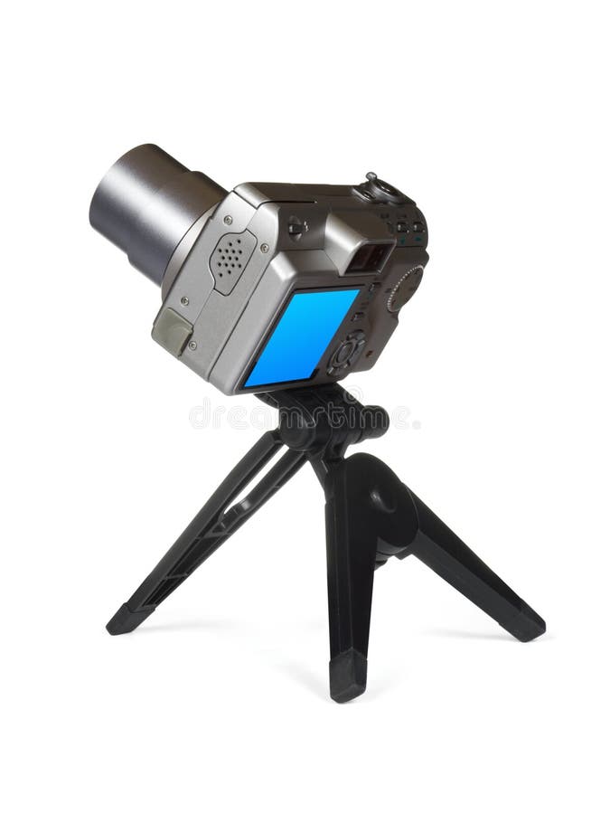 Compact camera on tripod