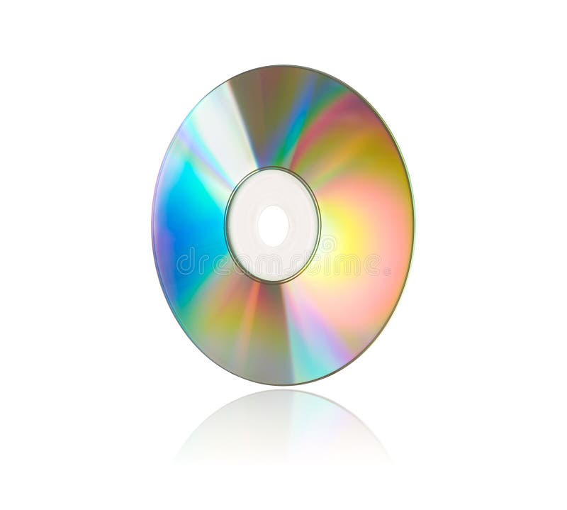 Il lato lucido di un Compact Disc isolato su bianco.