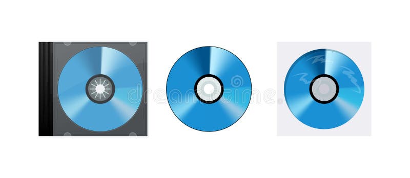Compact discs and digital versatile discs, data storage and multimedia content stock illustration