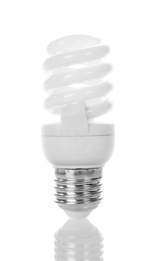 Compact Fluorescent Light Bulb Close Up Isolated on White. Stock Image