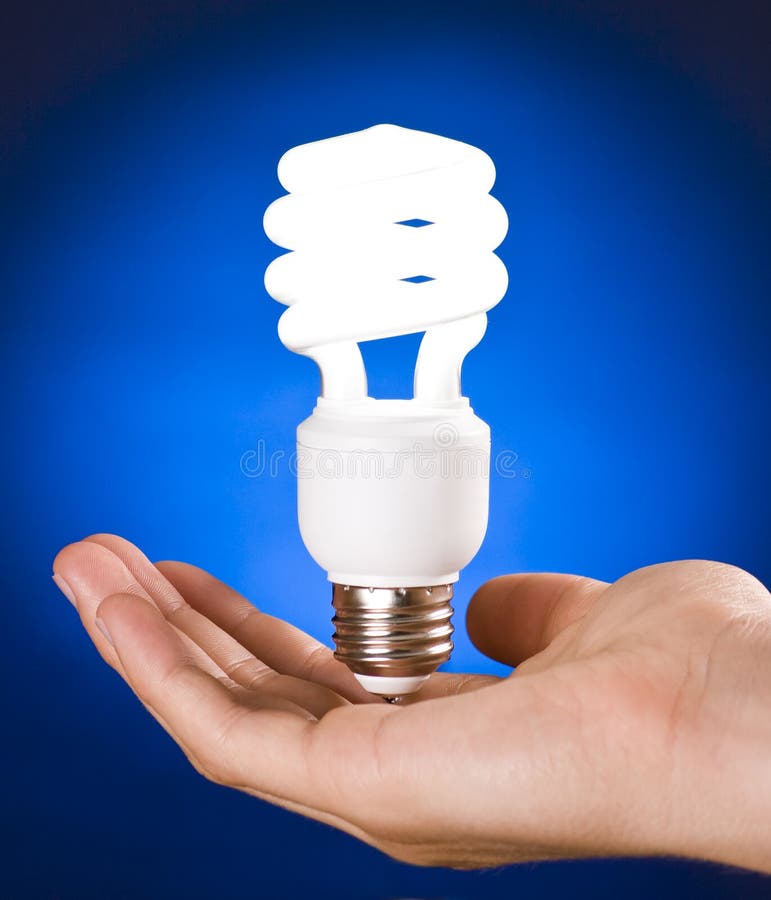 Compact Fluorescent Light Bulb in Hand