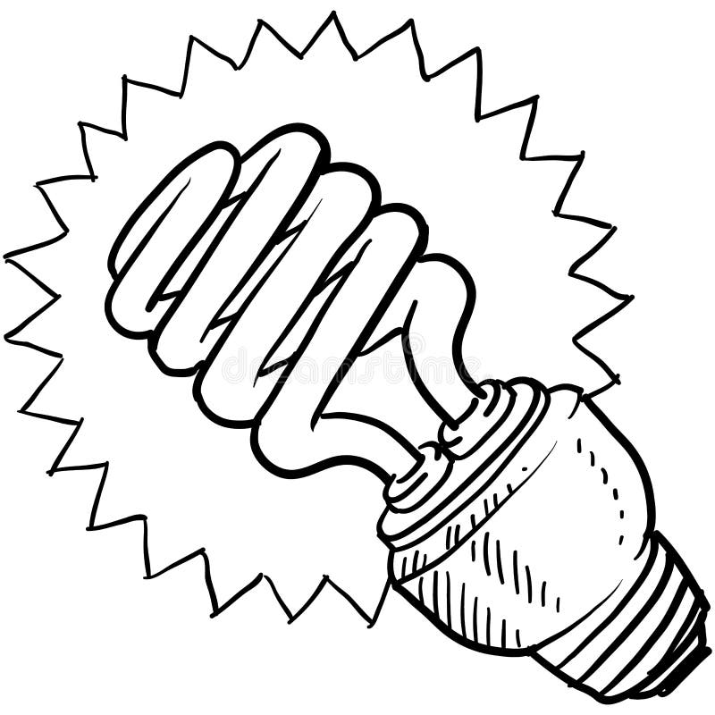 Compact Fluorescent Light Bulb Sketch Stock Vector - Illustration of