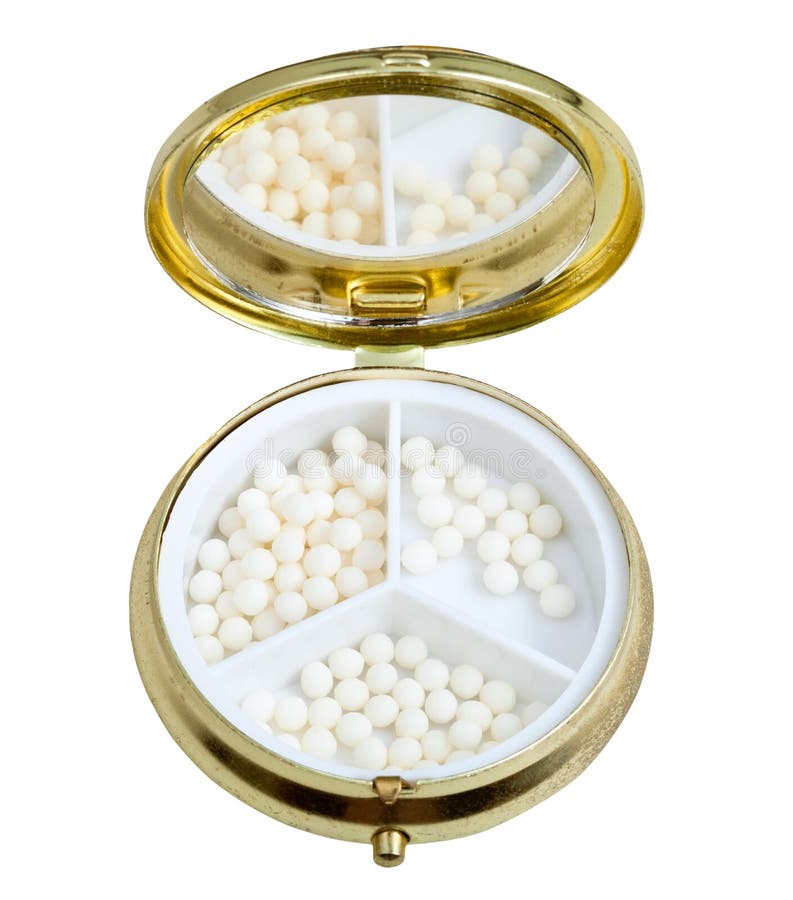 Compact Pill Box with Mirror and Homeopathy Balls Stock Image Image
