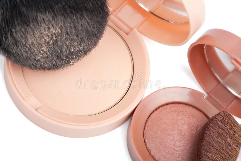 Compact powder and blush isolated stock photo
