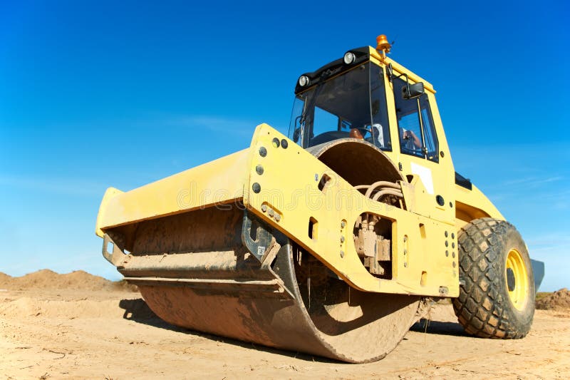 Compactor at Road Compaction Works Stock Image Image of paving