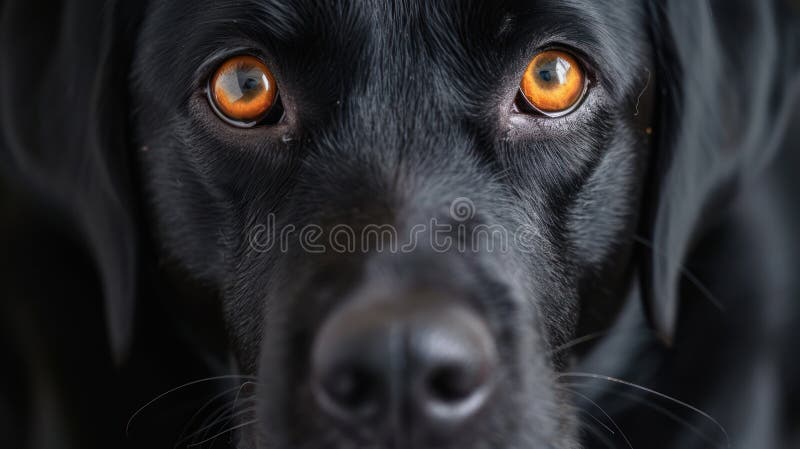 Compagnon de minuit : un majestueux chien noir debout fièrement dans le noir illustration stock