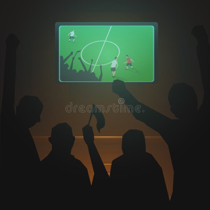 assistindo futebol na tv com amigos ilustração vetorial azul 13787124 Vetor  no Vecteezy