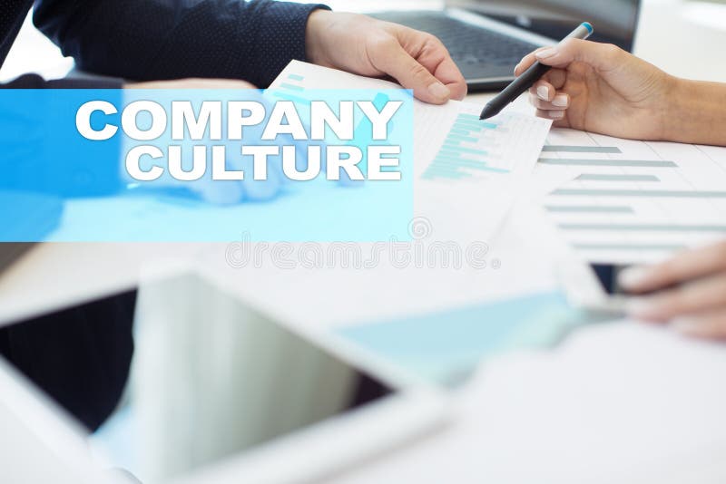Company culture text on virtual screen. Business, technology, internet concept.