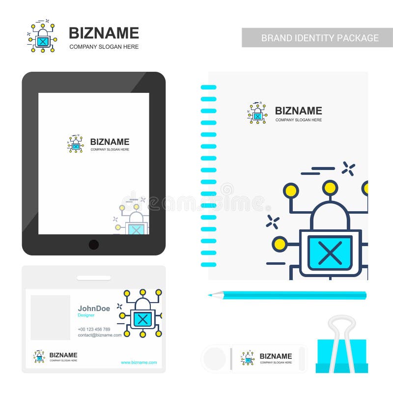 Company design stationary items with tablet and logo design vector vector illustration Company design stationary items with tablet and logo design vector vector illustration