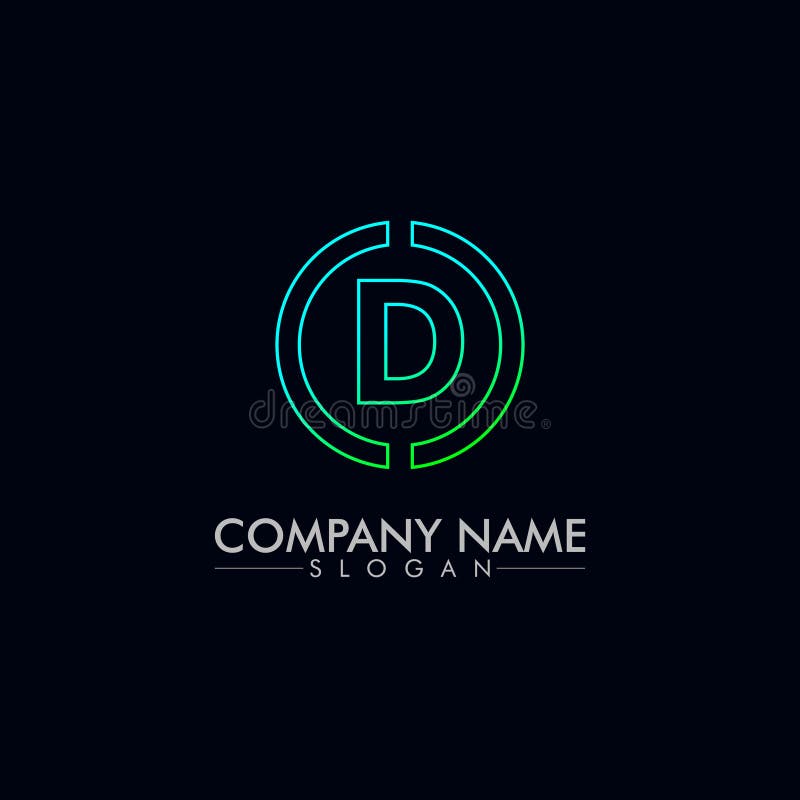 Company Logo Vector of the Letter D Blue Color Stock Illustration