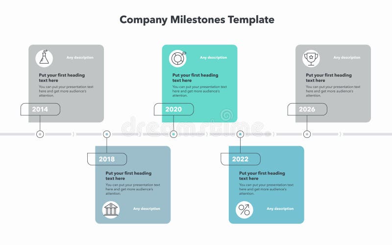 Company Milestones Template with Five Stages Stock Illustration ...