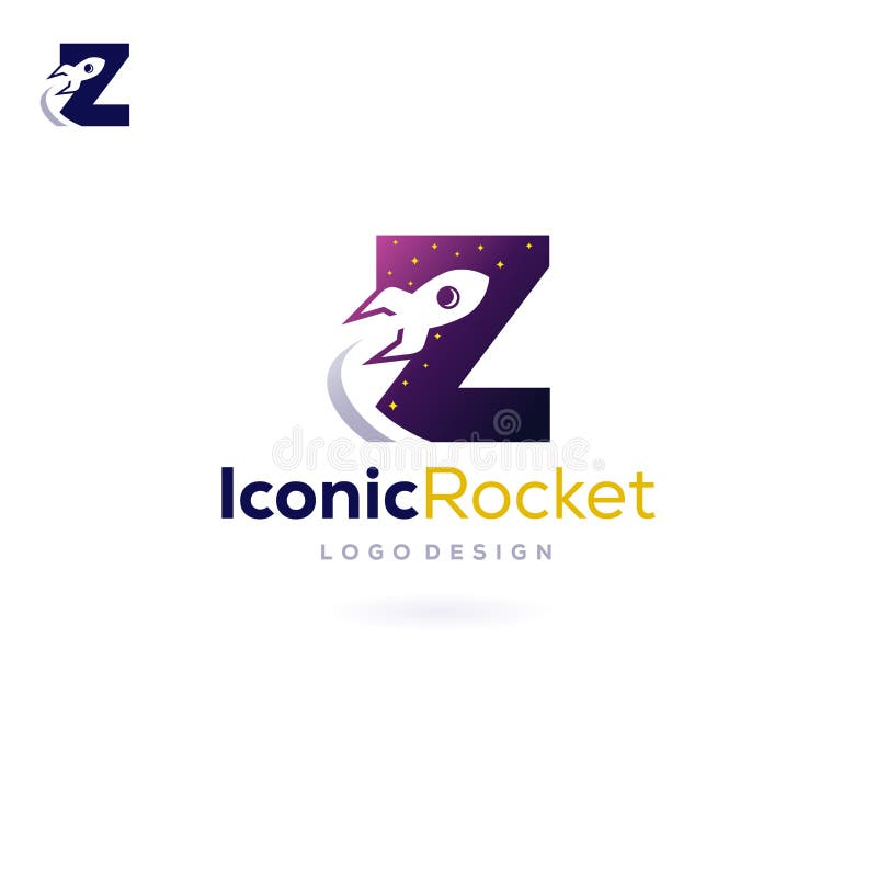 Letter Z Rocket Logo spaceship launch into space stock illustration