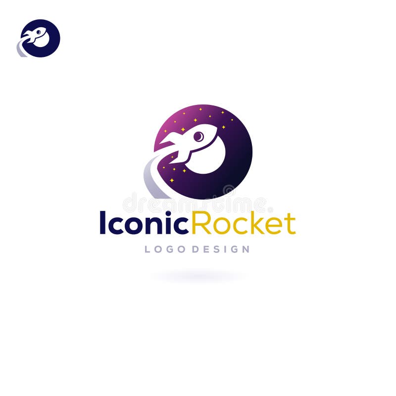 Letter O Rocket Logo Spacecraft fly into space stock illustration