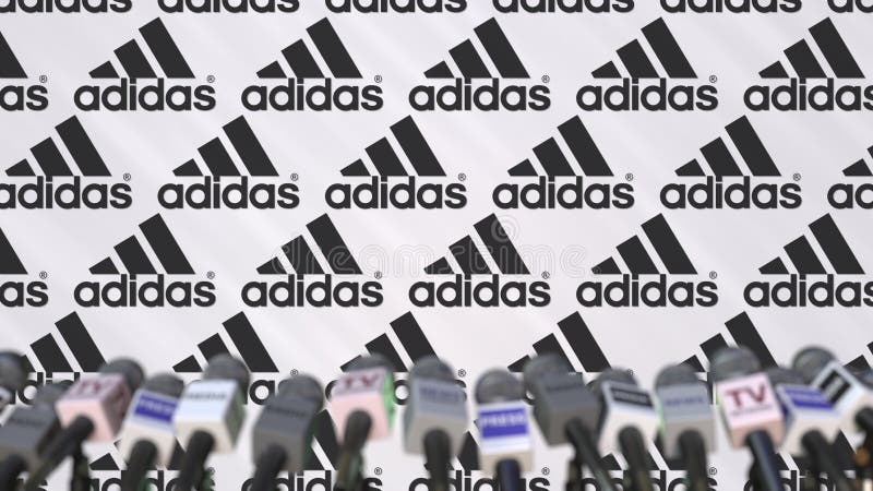 Media Event of ADIDAS, Press with Logo and Microphones, Editorial 3D Rendering Editorial Image - Illustration of message: 136706990