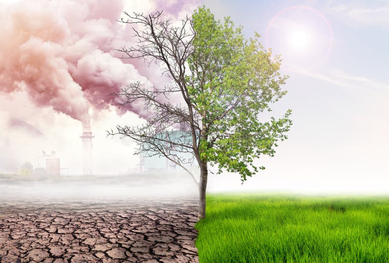 comparar la tierra verde y el efecto de la contaminación atmosférica