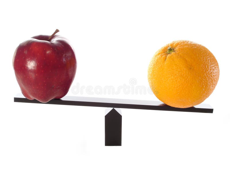 Comparing Apples to Oranges on a balance beam.