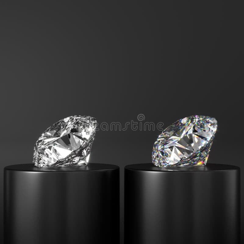 Comparison of Real and Fake Diamonds. Shows Perfect Cut and Light  Refraction. 3d Rendering Stock Illustration - Illustration of glass,  expertise: 195333703