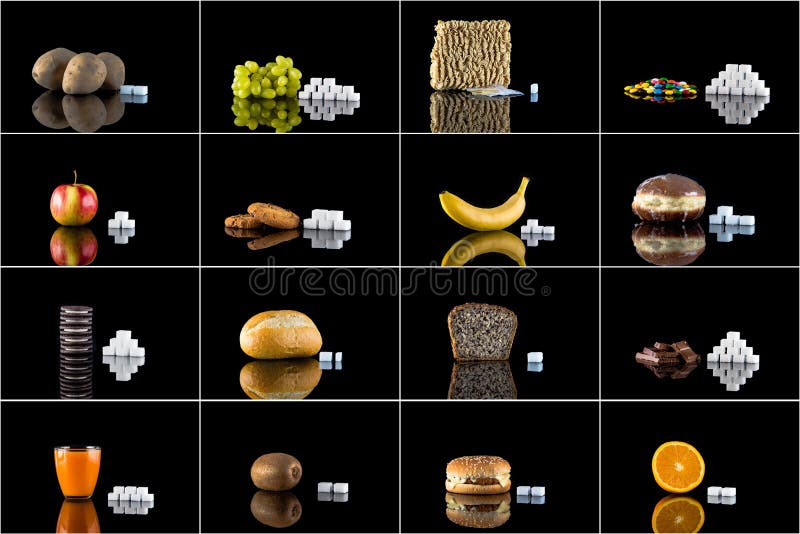 Comparison Of Sugar Content In Food Stock Photo - Image Of Fruit, Food: 171211806