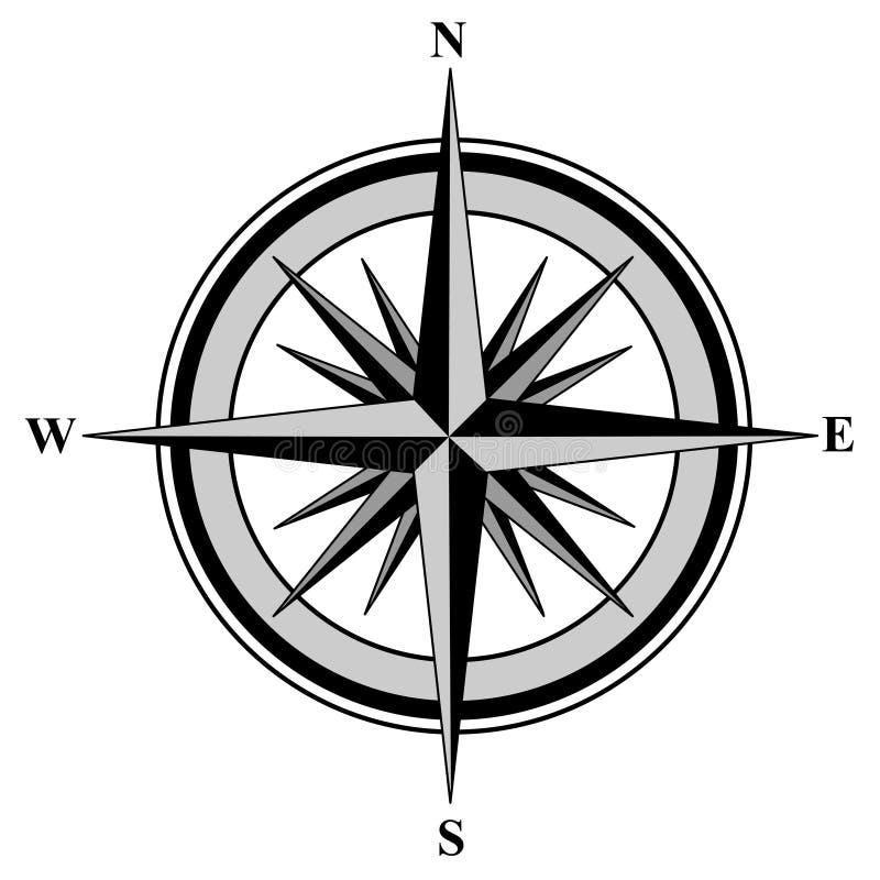 Brújula ilustraciones norte sur salida Oeste 