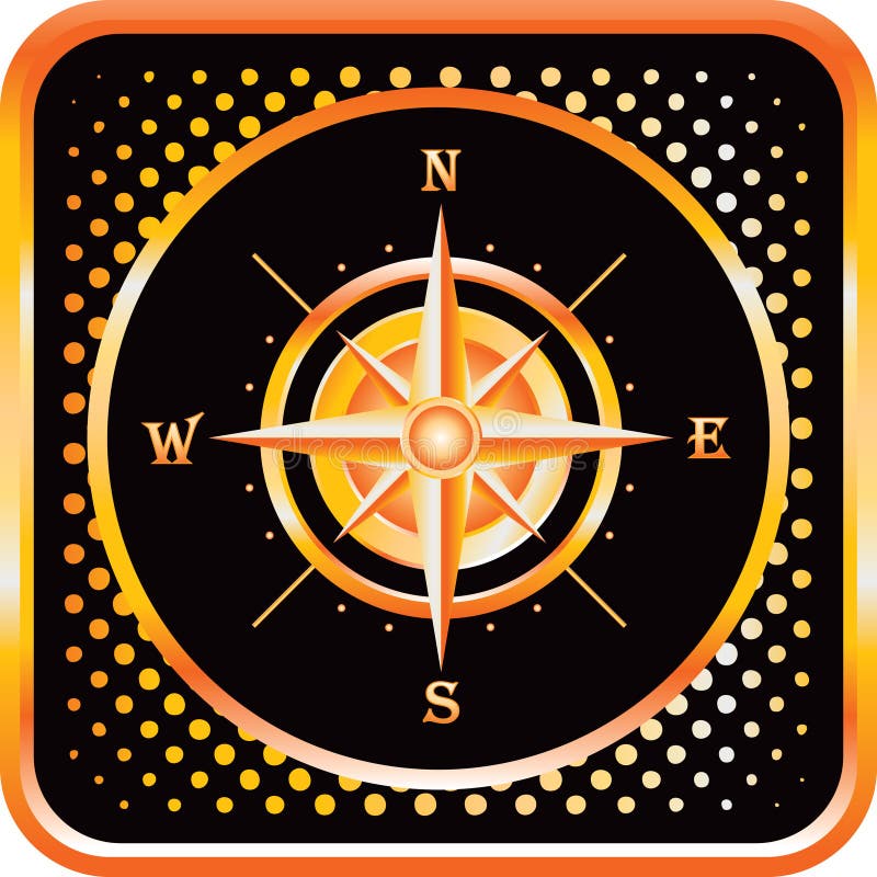 Compass on black and orange halftone web icon