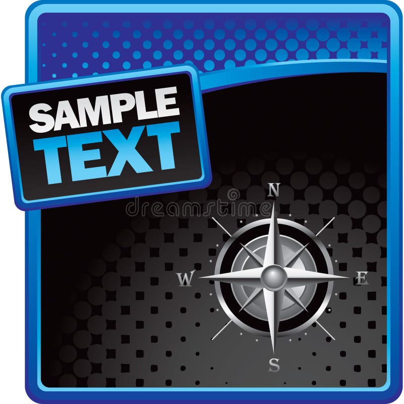 Compass on blue and black halftone banner