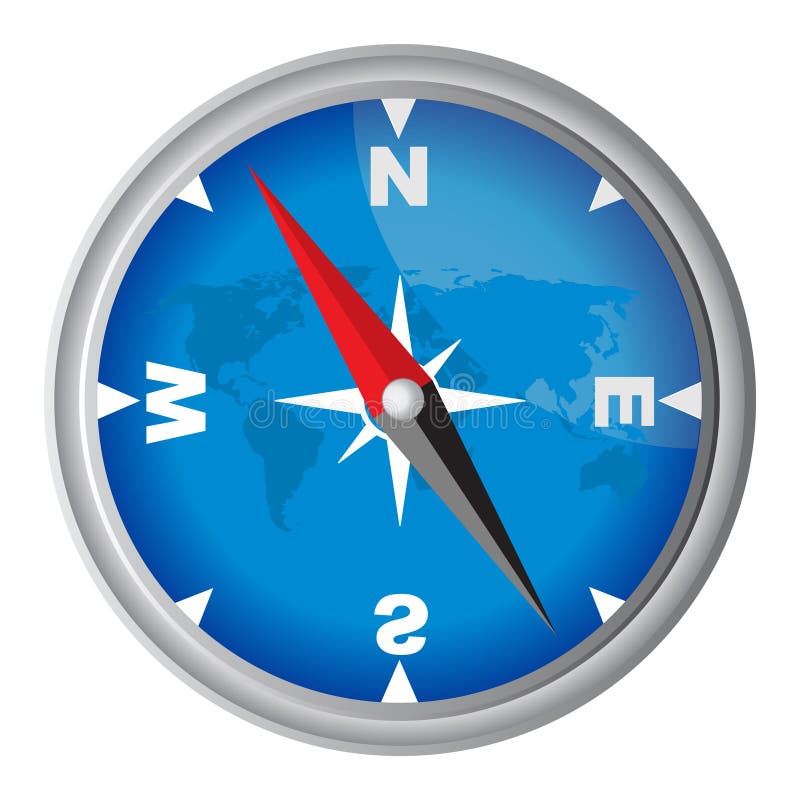 Compass with blue globe background