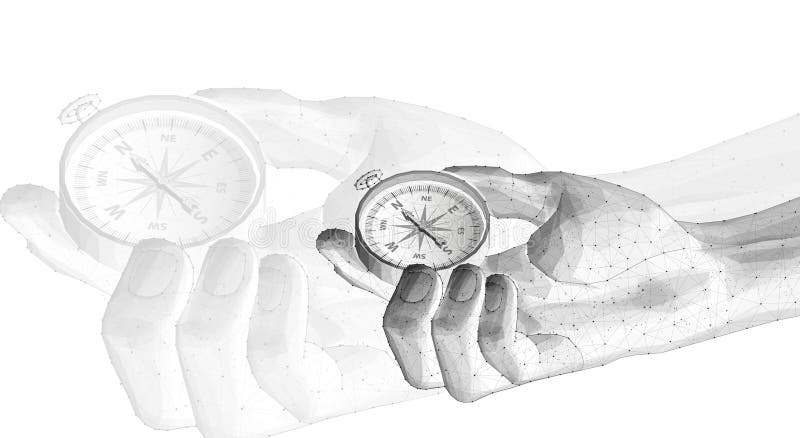 Compass in digitale. esploratore strategico aziendale Vision crisi Mission path Agency creativo illustrazione vettoriale