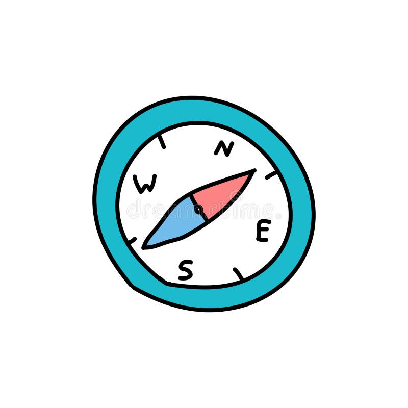 Compass Doodle Icon Vector Hand Draw Stock Vector - Illustration of