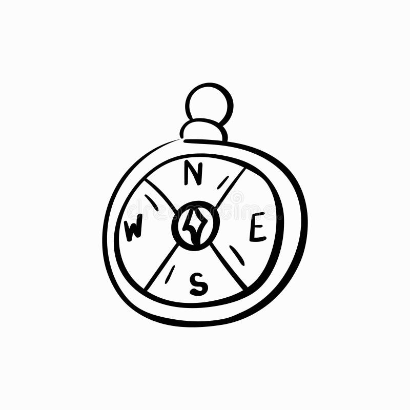 Compass Doodle Icon. Drawing by Hand. Vector Illustration Stock Vector