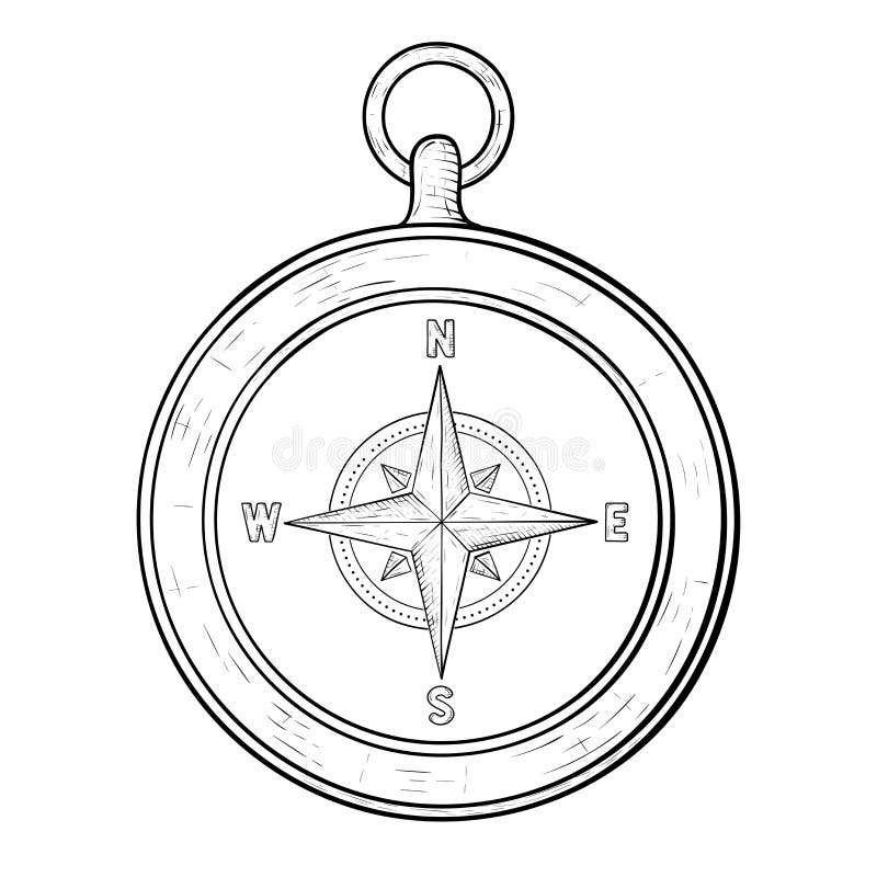 Compass. Hand drawn sketch