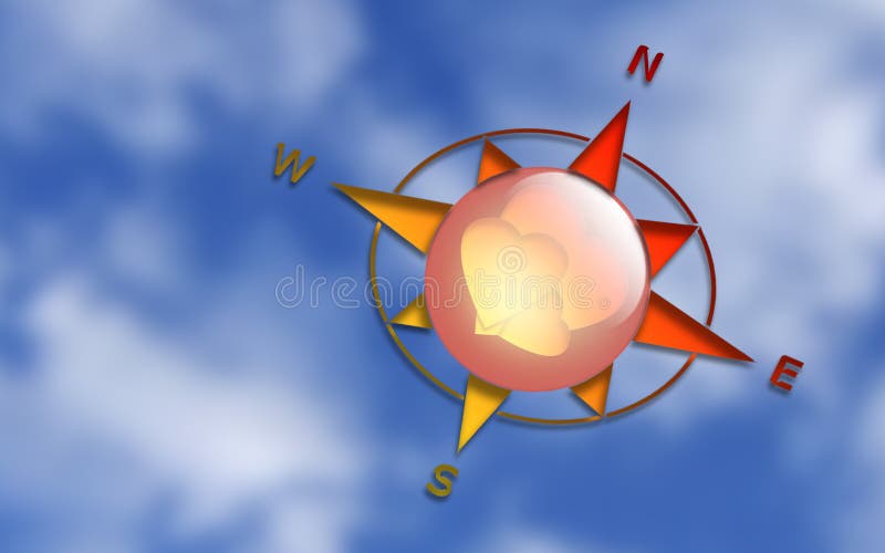 Compass hearts stock illustration. Illustration of navigation 5936897