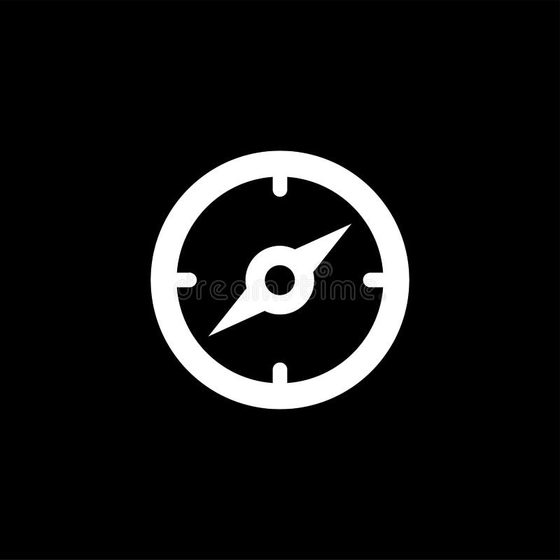 Compass Icon on Black Background. Black Flat Style Vector Illustration Stock Vector