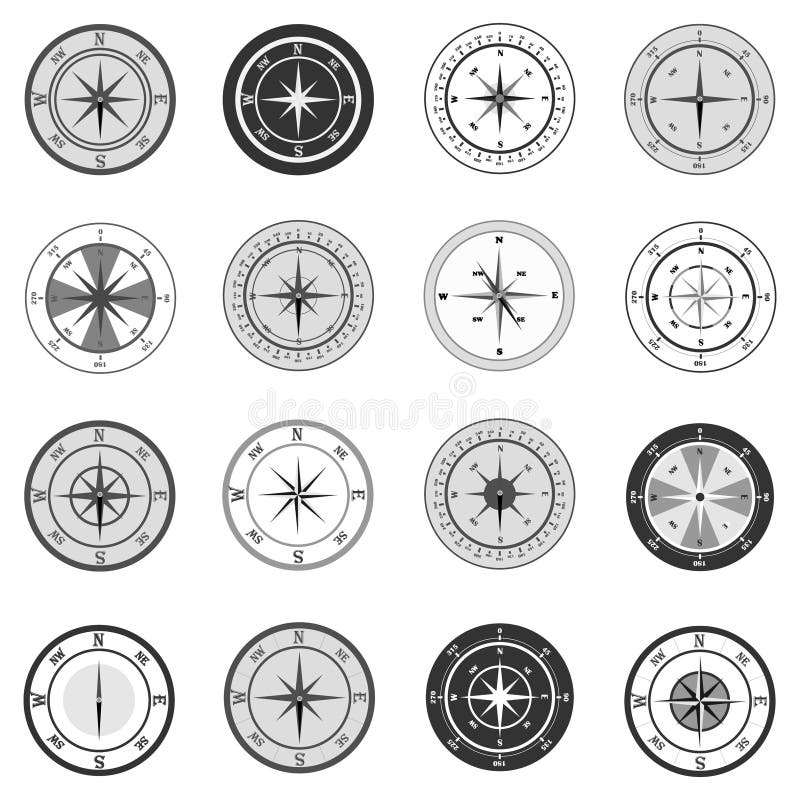 Compass Compass Icon Compass Icon Set Isolated On White Background