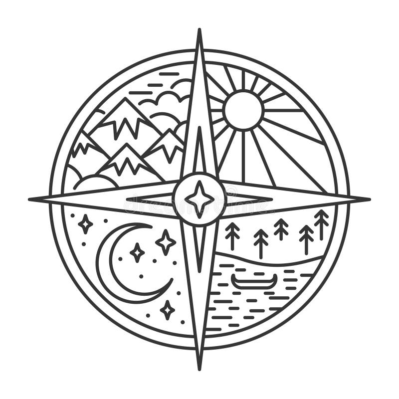 Compass in line art