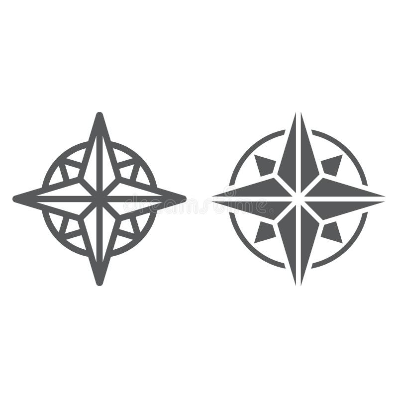Compass line and glyph icon, navigator stock illustration