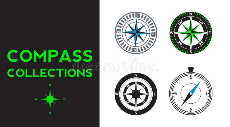 Compass Logo Design. Pointer North, South, East, West, Compass Symbol