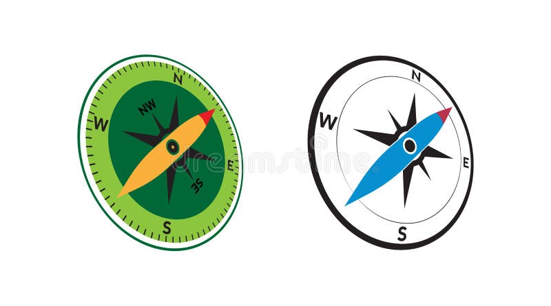 Compass Logo Design. Pointer North, South, East, West, Compass Symbol