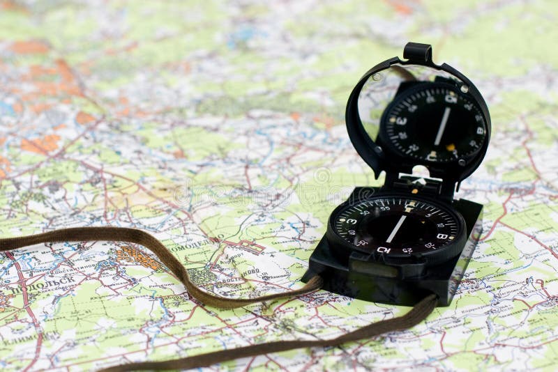 Compass on the map stock photo. Image of compass, navigation - 5576226