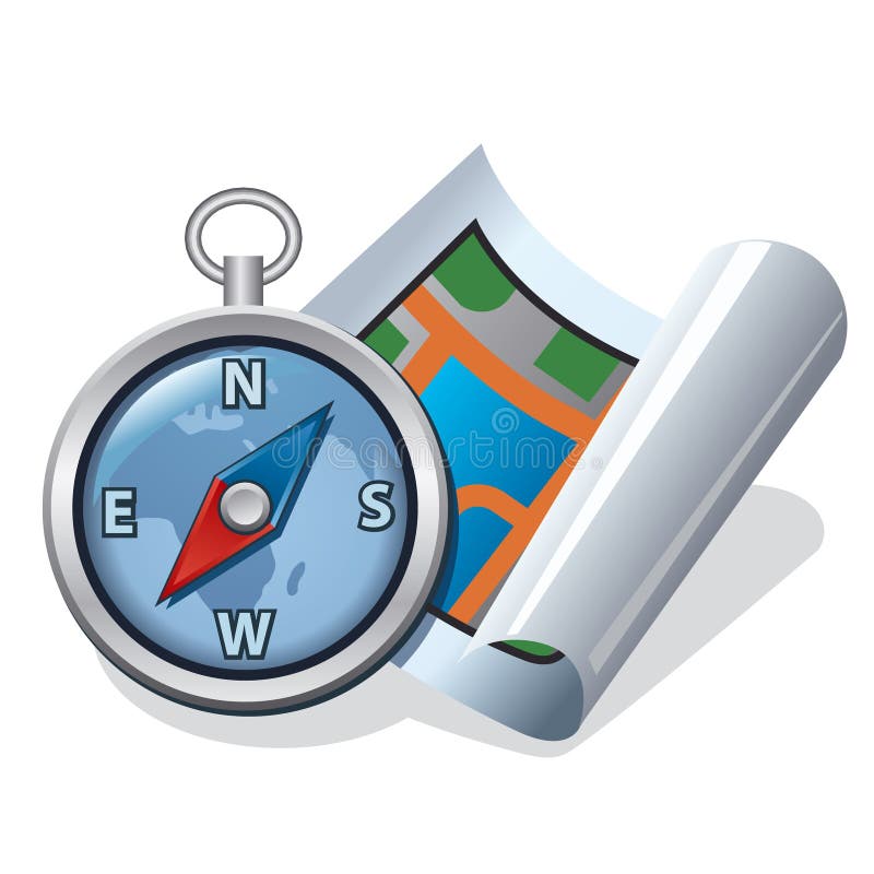 Compass and map icon stock illustration. Illustration of north 32992114