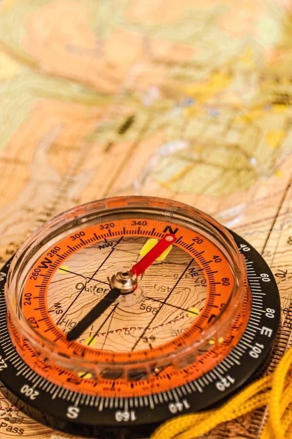 Compass on Map stock photo. Image of north, assistance 52023320