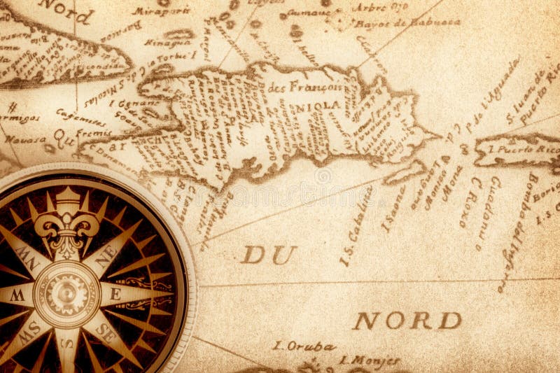 Compass on old map